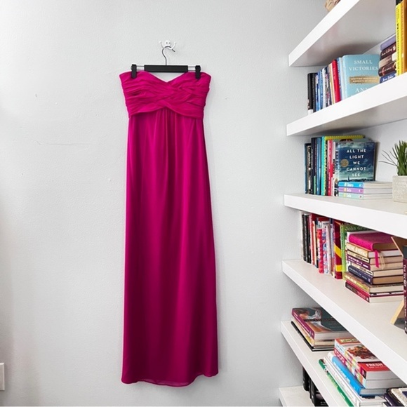 Ted Baker Silk Fuchsia Pink Strapless Dress Sz 8-10 - Picture 1 of 11